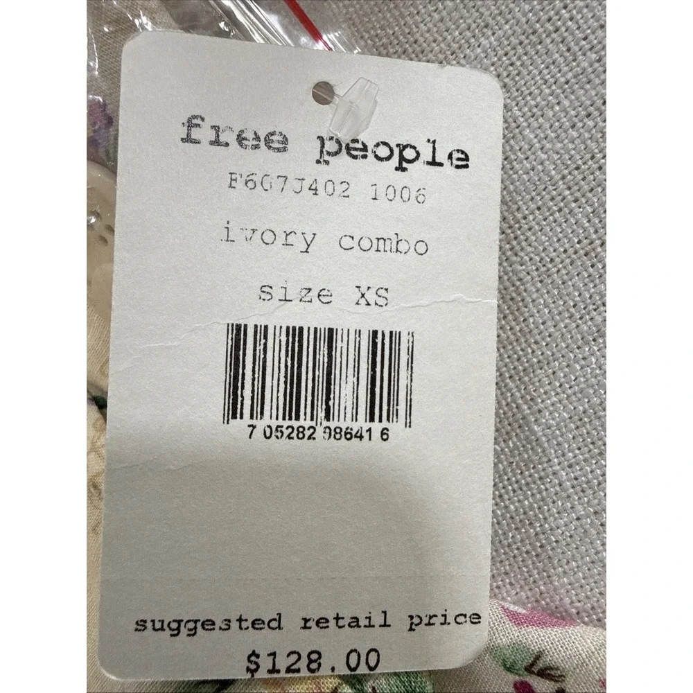Free People Jacket XS Linen Blend Double Breast Boho Cottagecore Prairie
